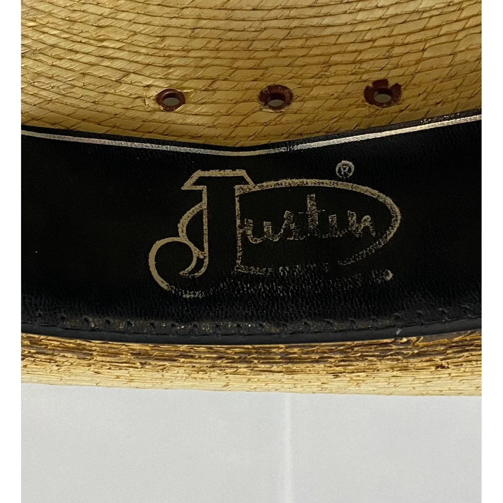 Justin‎ 20X Straw Cowboy Hat Natural Tan Western Wide Brim Made in Mexico 7 1/4